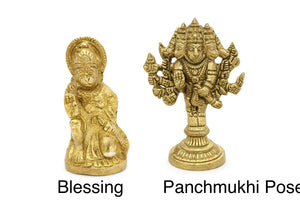 3" Brass Hanuman ji Idol – Blessing Pose | Panchmukhi Pose, Brass Finish | Home Temple, BBM- 922
