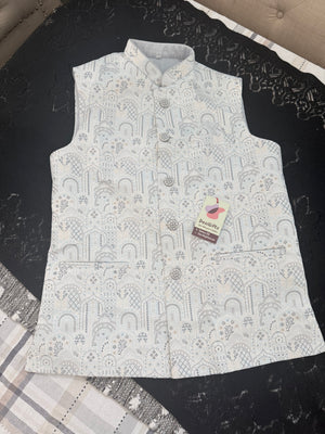 Men’s Designer Jacket – Premium Festive & Wedding Waistcoat, Self Woven Silk Indian Sadri, Stylish Ethnic Jacket, J-2081