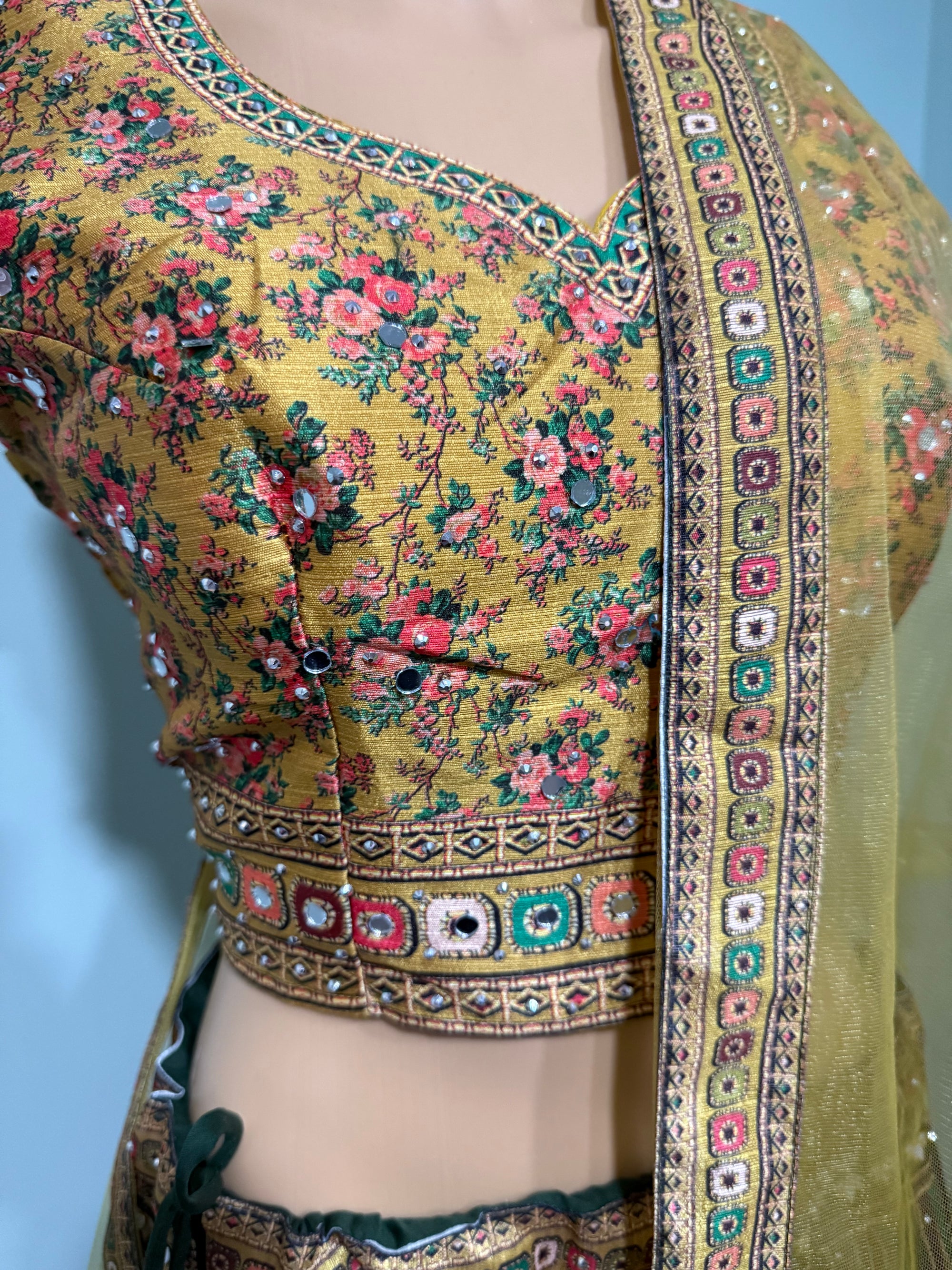 Colorful Yellow Heavy Embroidery & Sequins Lehenga Choli 3 Pieces Ethnic Wear for Girls, Design LHG - 1875