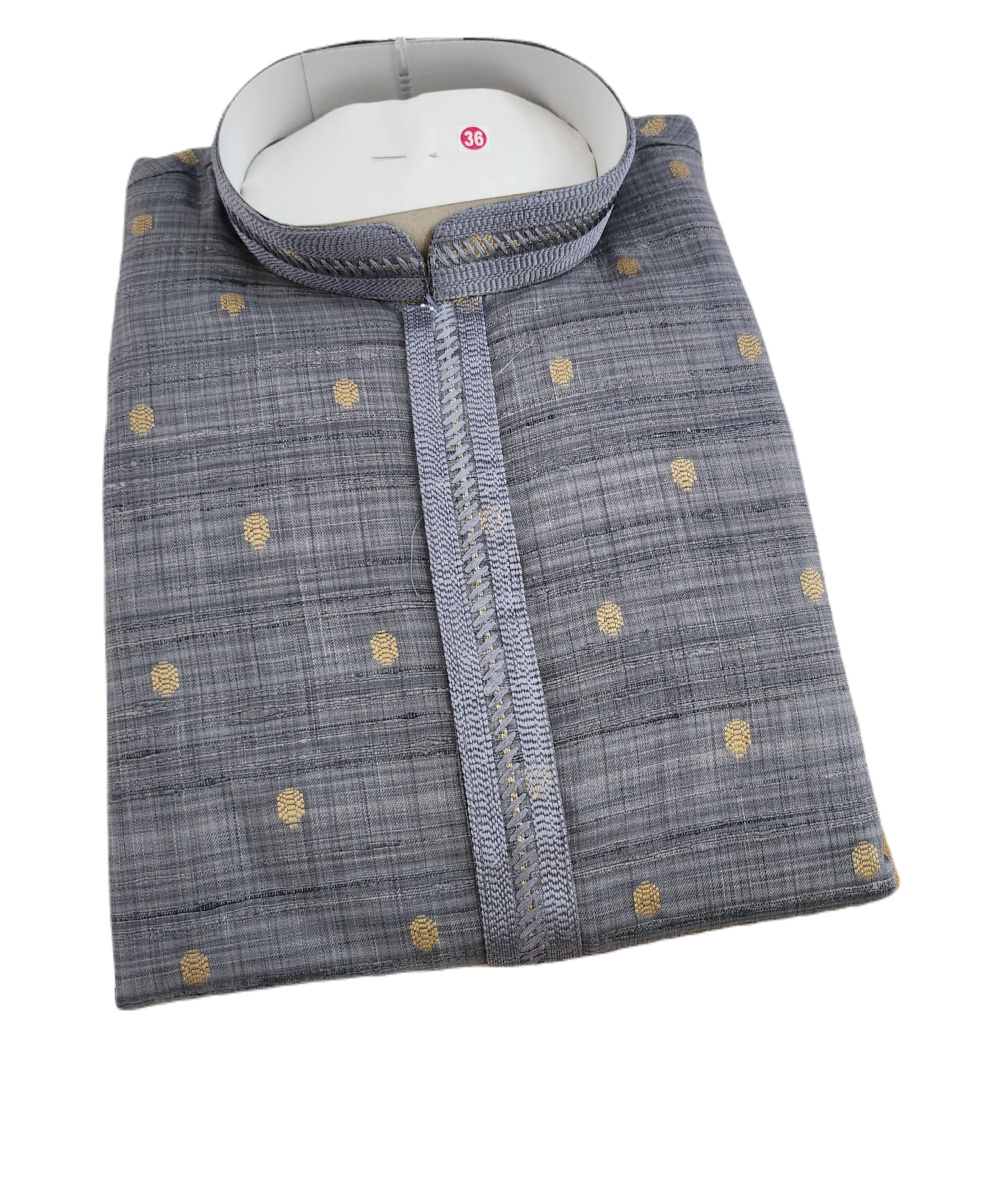 Self Woven Yellow and Gray Shade Kurta Pajama Set-Cotton Silk Design KPS- 1036