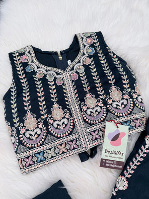 Navy Shade Embroidered with Sequins Lehenga Choli for Girls – Indian Traditional Festive, Wedding & Celebration Wear, Design GRL - 1988