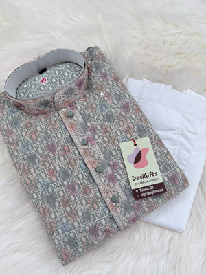 Men’s Indian festive Kurta Pajama Set, Rayon Chikankari Embroidery, Wedding Partywear Multishade Kurta– KP-1982