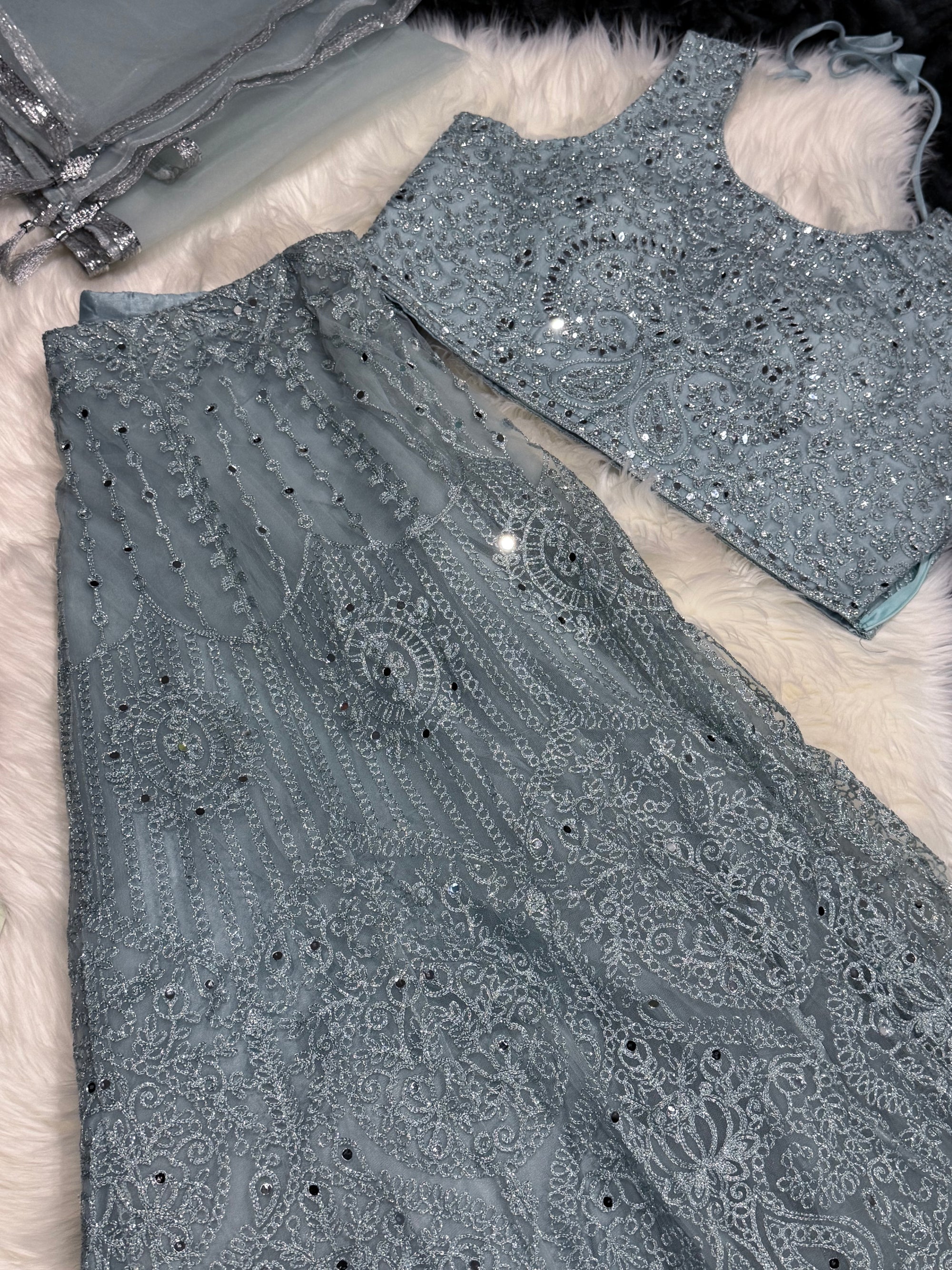 Skyblue Heavy Embroidery & Sequins Lehenga Choli 3 Pieces Ethnic Wear for Girls, Design LHG - 1880