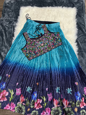 Beutiful Blue Heavy Embroidery & Sequins Lehenga Choli 3 Pieces Ethnic Wear for Girls, Design LHG - 1877