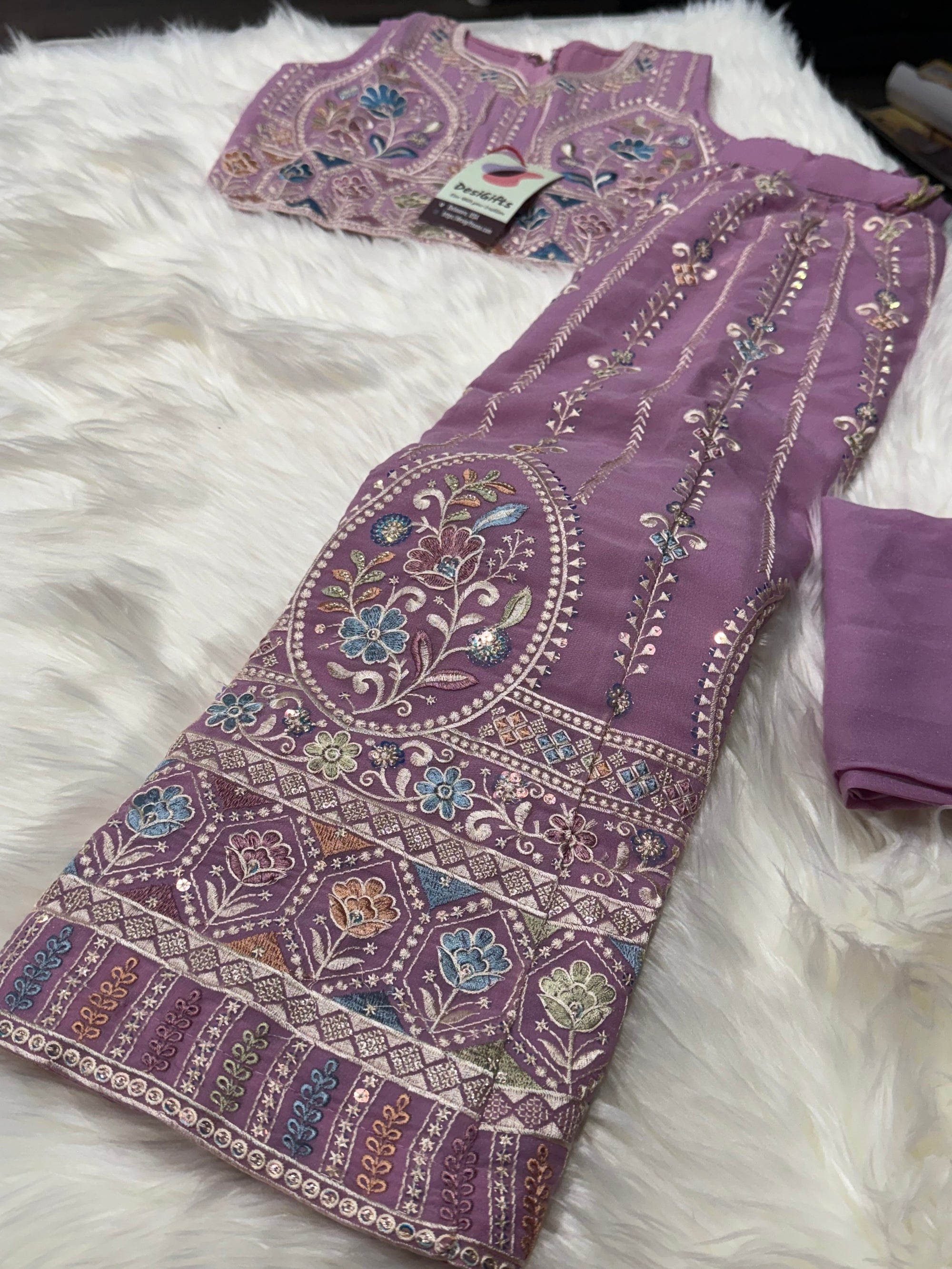 Charming Light Purple Shade Lehnga Choli, Indian traditional festive outfit for Princess, Girl Design GRL - 1945