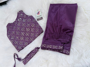 Readymade Saree  in Orchid Purple Shade for Girls with sequins Blouse, Indian Ethnic Outfit, GRL -3028