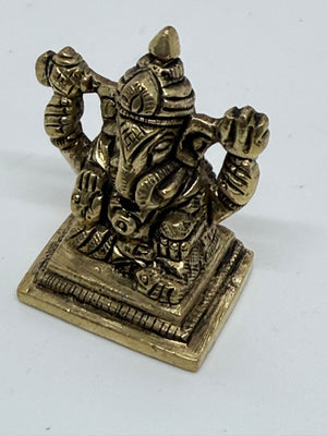 1.5" Brass Ganesha Idol | Miniature Ganesh Murti for Home, Office & Car Dashboard, GIB- 3042