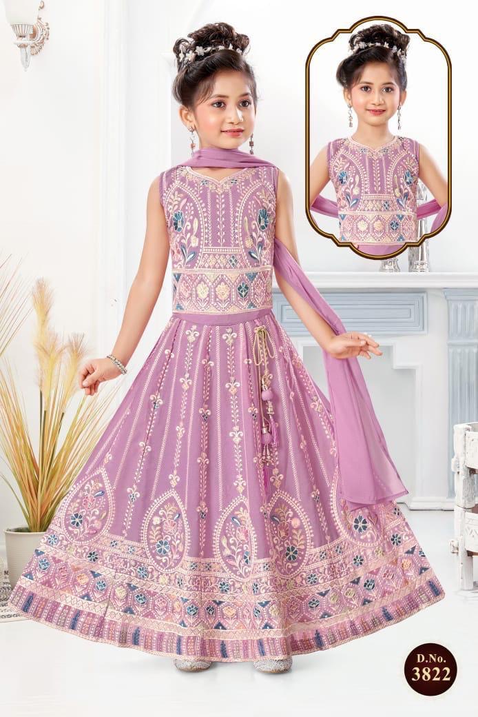 Charming Light Purple Shade Lehnga Choli, Indian traditional festive outfit for Princess, Girl Design GRL - 1945