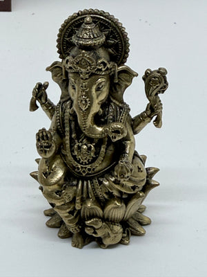 3" Brass Ganesha Idol | Ganesh Murti for Home, Office & Car Dashboard, GIB- 3046