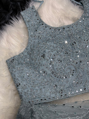 Skyblue Heavy Embroidery & Sequins Lehenga Choli 3 Pieces Ethnic Wear for Girls, Design LHG - 1880