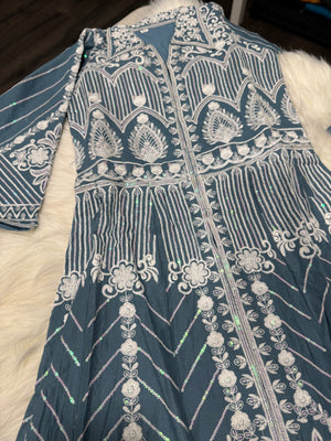 Heavy Chikankari Embroidery 3-Piece Indian Outfit for Girls – Trendy Ethnic Style, Design G- 1942