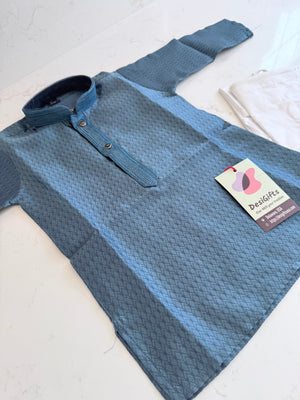 Blue Shade Boy's Cotton Silk Self Design Kurta Pajama - Design BOY-2003
