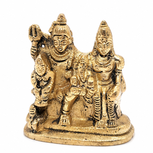 2.5" Small Brass Lord Shiv Parivaar Statue – Lord Shiva, Parvati, Ganesha & Kartikeya Idol for Home Decor Design: SPM - 923