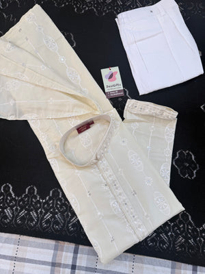 Men’s Embroidered Kurta Pajama Set with Sequin Work, Indian Ethnic Wear for Wedding & Festival, KPS-3024