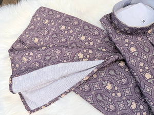 Men’s Wine Cotton Silk Blend Kurta Pajama Set – Traditional Floral Motif Ethnic Wear for Wedding & Festive Occasion, KPS-4003