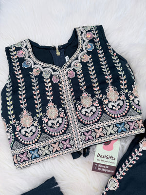 Navy Shade Embroidered with Sequins Lehenga Choli for Girls – Indian Traditional Festive, Wedding & Celebration Wear, Design GRL - 1988