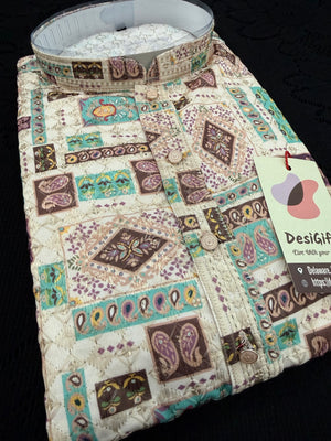 Men’s Multishade Kurta Pajama Set – Premium Viscose Rayon with Embroidery, Printed Design & Sequin Detailing| KPS-2031