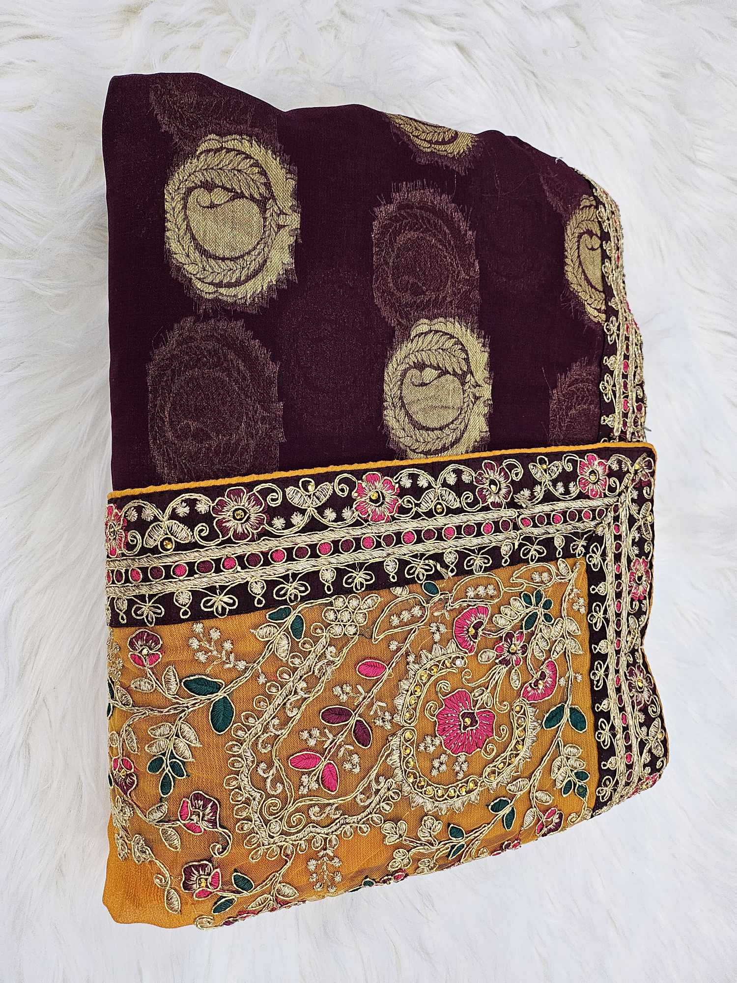 Designer Full Embroidery Saree, Honey Shade, SARI#969