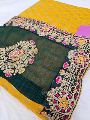 Designer Full Embroidery Saree, Sea Green Shade, SARI#971