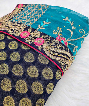 Designer Full Embroidery Saree, Sea Green Shade, SARI#972