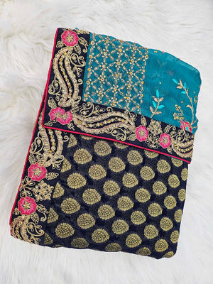 Designer Full Embroidery Saree, Sea Green Shade, SARI#972