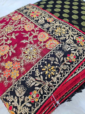 Designer Full Embroidery Saree, Red Shade, SARI#973