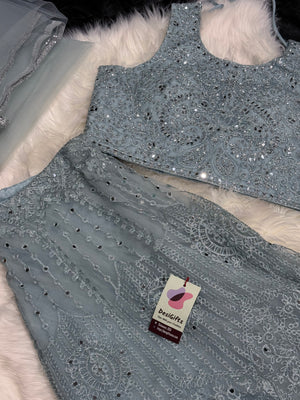 Skyblue Heavy Embroidery & Sequins Lehenga Choli 3 Pieces Ethnic Wear for Girls, Design LHG - 1880