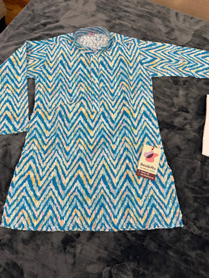 Blue Shade Boy's Cotton Blended Self Designer with Sequins Dress - Design BOY-1908