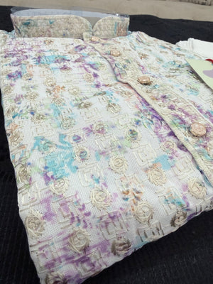 Men’s Multishade Traditional Kurta Pajama Set – Premium Viscose Rayon Embroidery with Print & Sequin Work | Wedding & Party Wear | KPS-2030