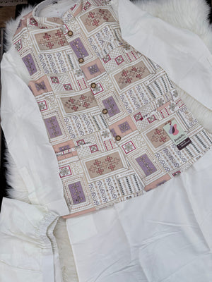 Elegant Men’s 3-Piece Kurta Pajama Set with Embroidered Sequins Jacket, Silk Ethnic Wear for Wedding & Festive, KPJ-2033