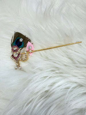 Peacock Feather Bansuri / flute, Krishna Murli / Bal Gopal Bansi, Assorted Colors, 3", RKF- 1955