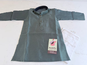 Teal Green Shade Boy's Cotton Silk  Self Design Kurta Pajama - Design BOY-2002