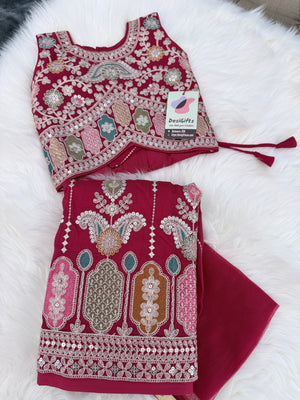 Red Lehenga Choli for Girls – Indian Traditional Festive, Wedding & Celebration Wear, Design GRL - 1987