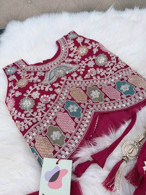 Red Lehenga Choli for Girls – Indian Traditional Festive, Wedding & Celebration Wear, Design GRL - 1987