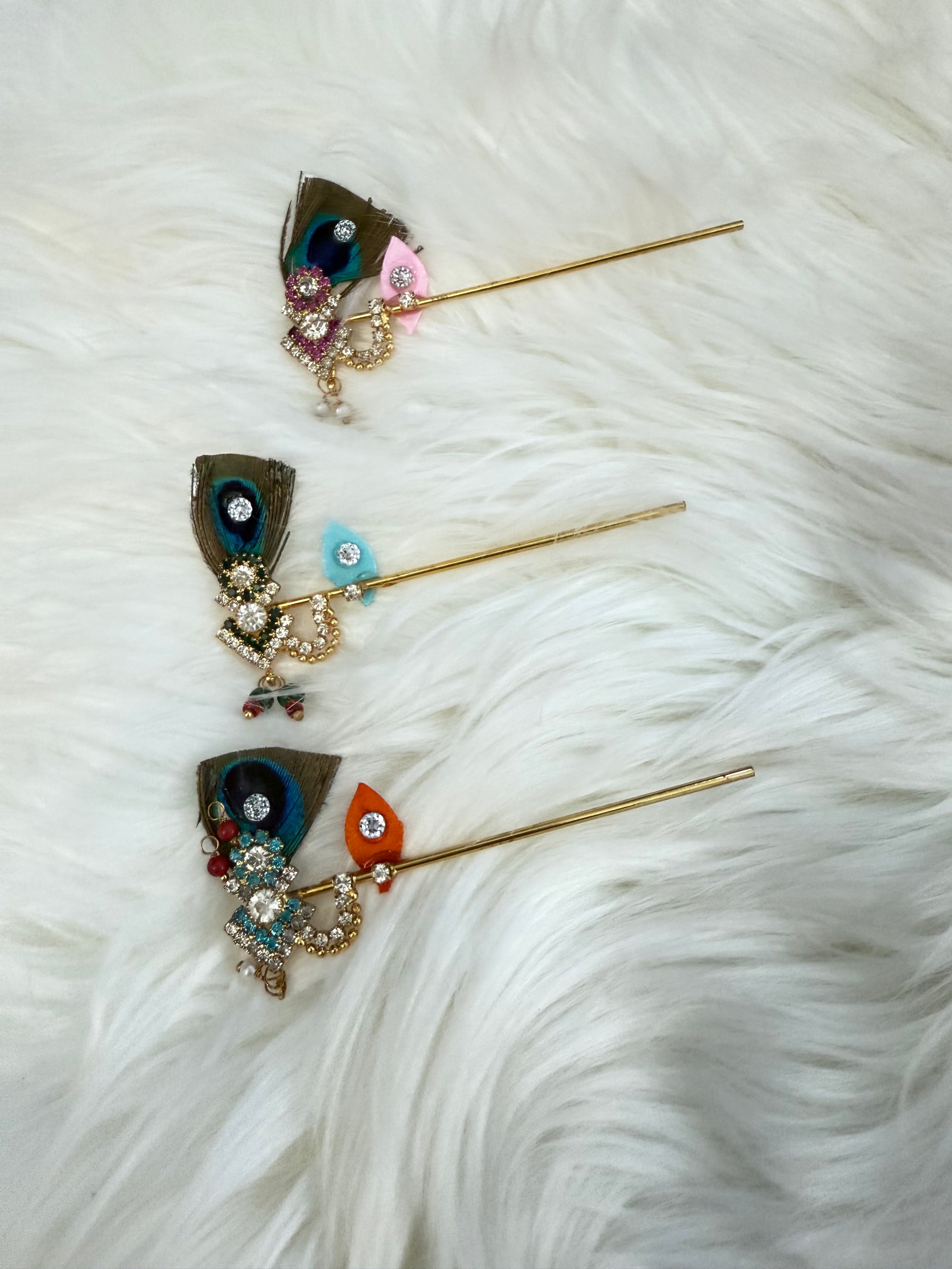 Peacock Feather Bansuri / flute, Krishna Murli / Bal Gopal Bansi, Assorted Colors, 3", RKF- 1955