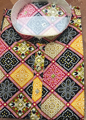 Men’s Multicolor Bandhani-Style Printed Kurta Pajama Set | Festive Indian Ethnic Wear – 3069