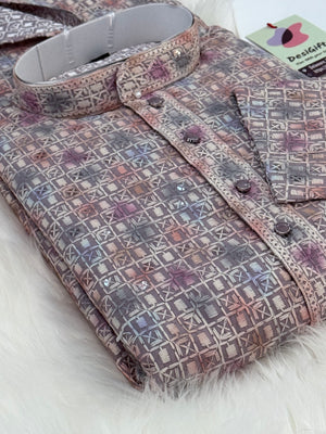 Men’s Indian festive Kurta Pajama Set, Rayon Chikankari Embroidery, Wedding Partywear Multishade Kurta– KP-1983