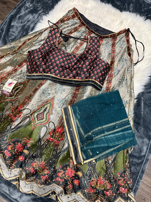 Graceful Gray Heavy Embroidery & Sequins Lehenga Choli 3 Pieces Ethnic Wear for Girls, Design LHG - 1878