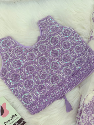 Baby Girls’ Embroidered Lehenga Choli Set in Light Purple Shade, Festive Indian Lehenga Dress, GRL-2092