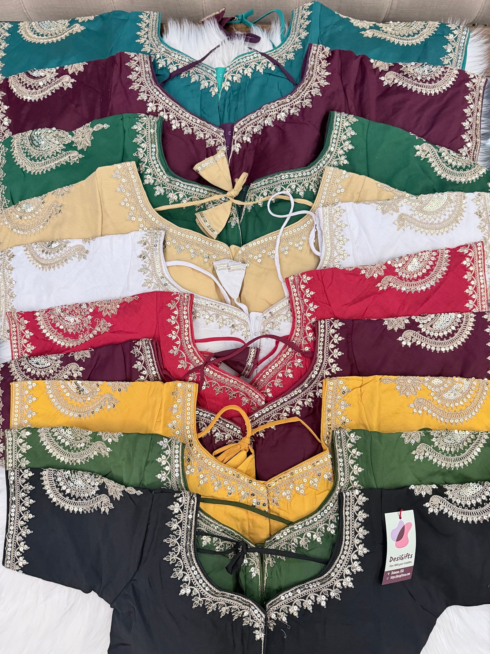 Heavy Embroidery With Beautiful Sequence Silk Saree Blouse with Back Design, Bls -2037