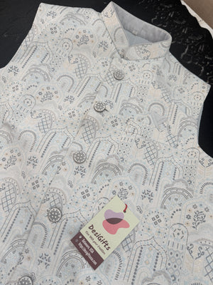 Men’s Designer Jacket – Premium Festive & Wedding Waistcoat, Self Woven Silk Indian Sadri, Stylish Ethnic Jacket, J-2081