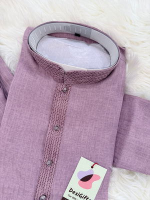 Men’s Dusty Mauve Soft Cotton Kurta Pajama Set | Comfortable Kurta with Trouser Style Pant | Festive Men's Wear, KP-4031