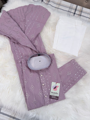 Men’s Onion Shade Embroidered Kurta Pajama Set with Sequins Work, Indian Ethnic Wear for Wedding & Festival, KPS-3012