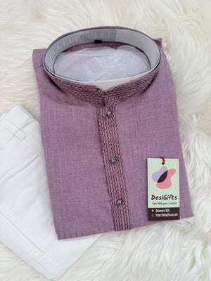 Men’s Dusty Mauve Soft Cotton Kurta Pajama Set | Comfortable Kurta with Trouser Style Pant | Festive Men's Wear, KP-4031