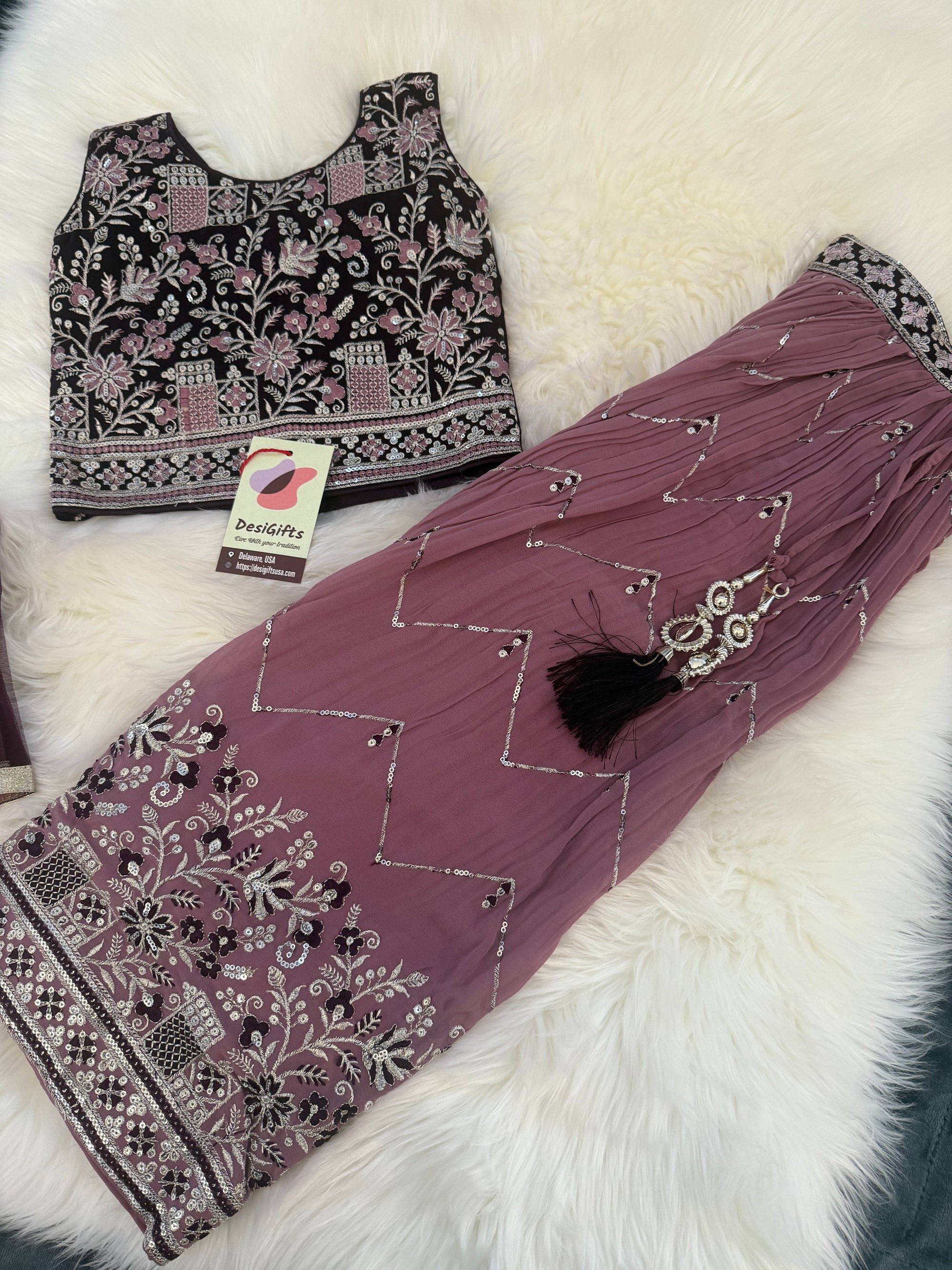 Beautiful Onion Pink Shade Lehnga Choli, Indian traditional festive outfit for Princess, Girl Design GRL - 1890