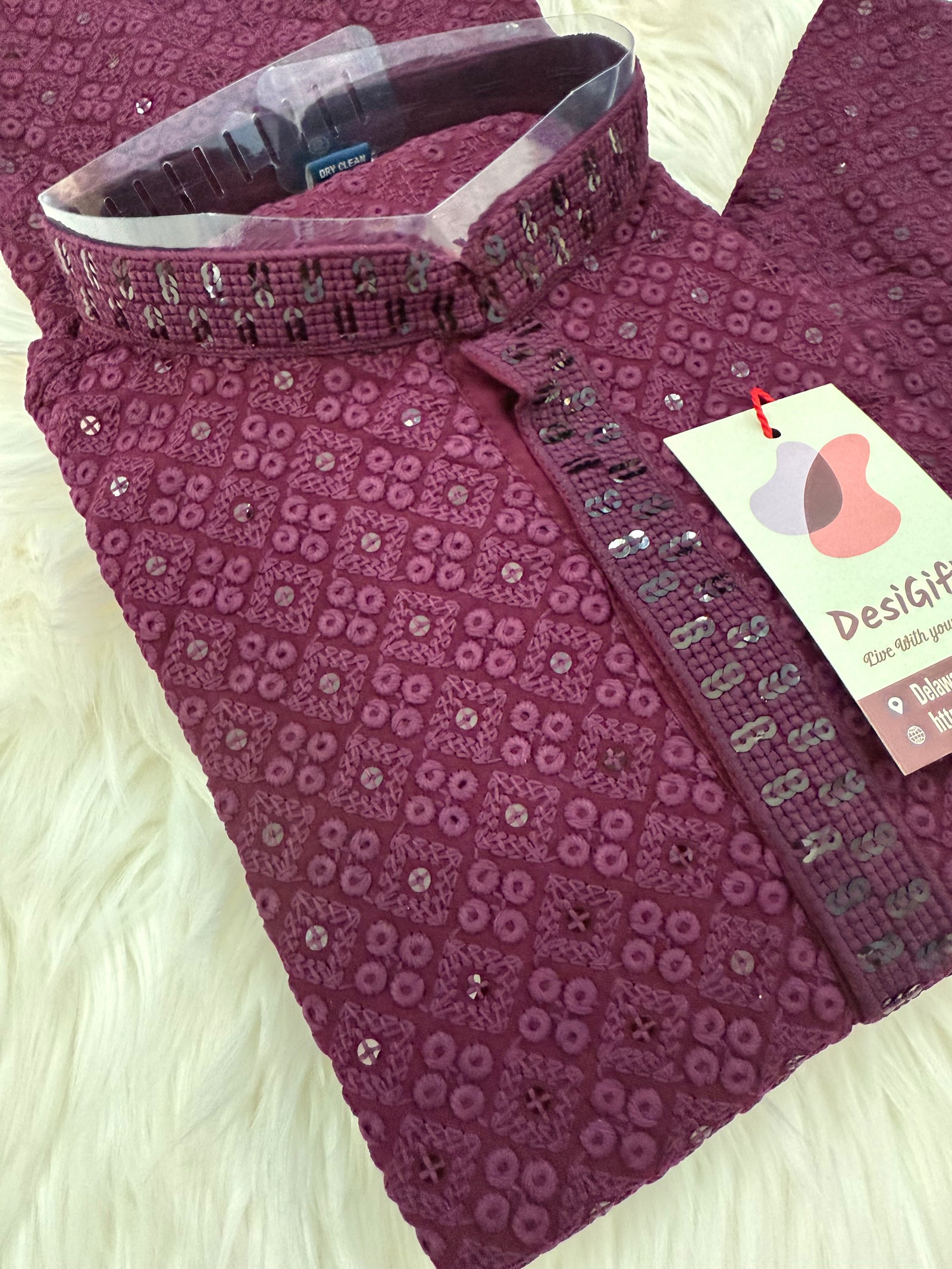 Pre-Teen and Teen Boy's Chikankari Embroidered Rayon Kurta Pajama with Sequins  - BOY-1909