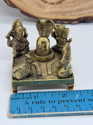 Brass Shiva Lingam with Nandi & Deities | 2.0" Handcrafted Pooja Idol | Traditional Shivling Murti for Home & Office: SPM - 3043