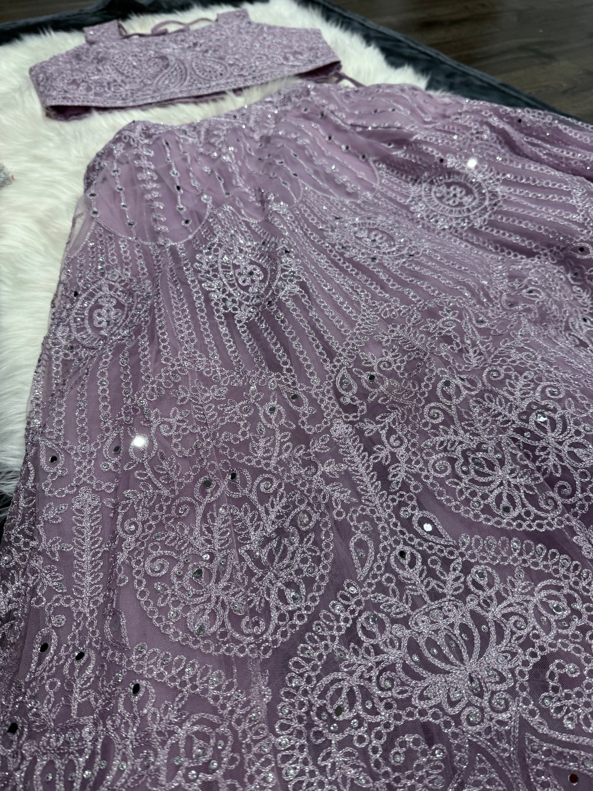 Light Purple Shade Embroidery & Sequins Lehenga Choli 3 Pieces Ethnic Wear for Girls, Design LHG - 1949