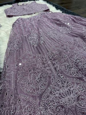 Light Purple Shade Embroidery & Sequins Lehenga Choli 3 Pieces Ethnic Wear for Girls, Design LHG - 1949