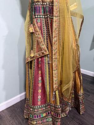 Colorful Yellow Heavy Embroidery & Sequins Lehenga Choli 3 Pieces Ethnic Wear for Girls, Design LHG - 1875